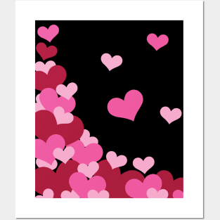 Hearts | Love | Pink | Black Posters and Art